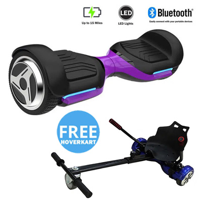 New Segbo™ 6.5 G PRO Purple Hoverboard & Get A FREE Segbo™ Racer Hoverkart Bundle Deal