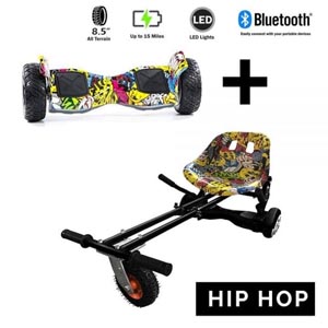 Hip Hop Hummer Hoverboard and GoMonster Hip Hop Hoverkart Ultimate Bundle